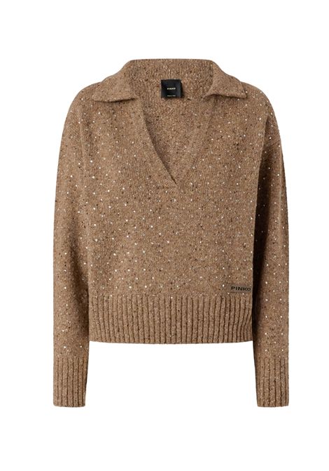 V-neck jumper with rhinestones PINKO | sweaters | 105684 A2U4C3Z